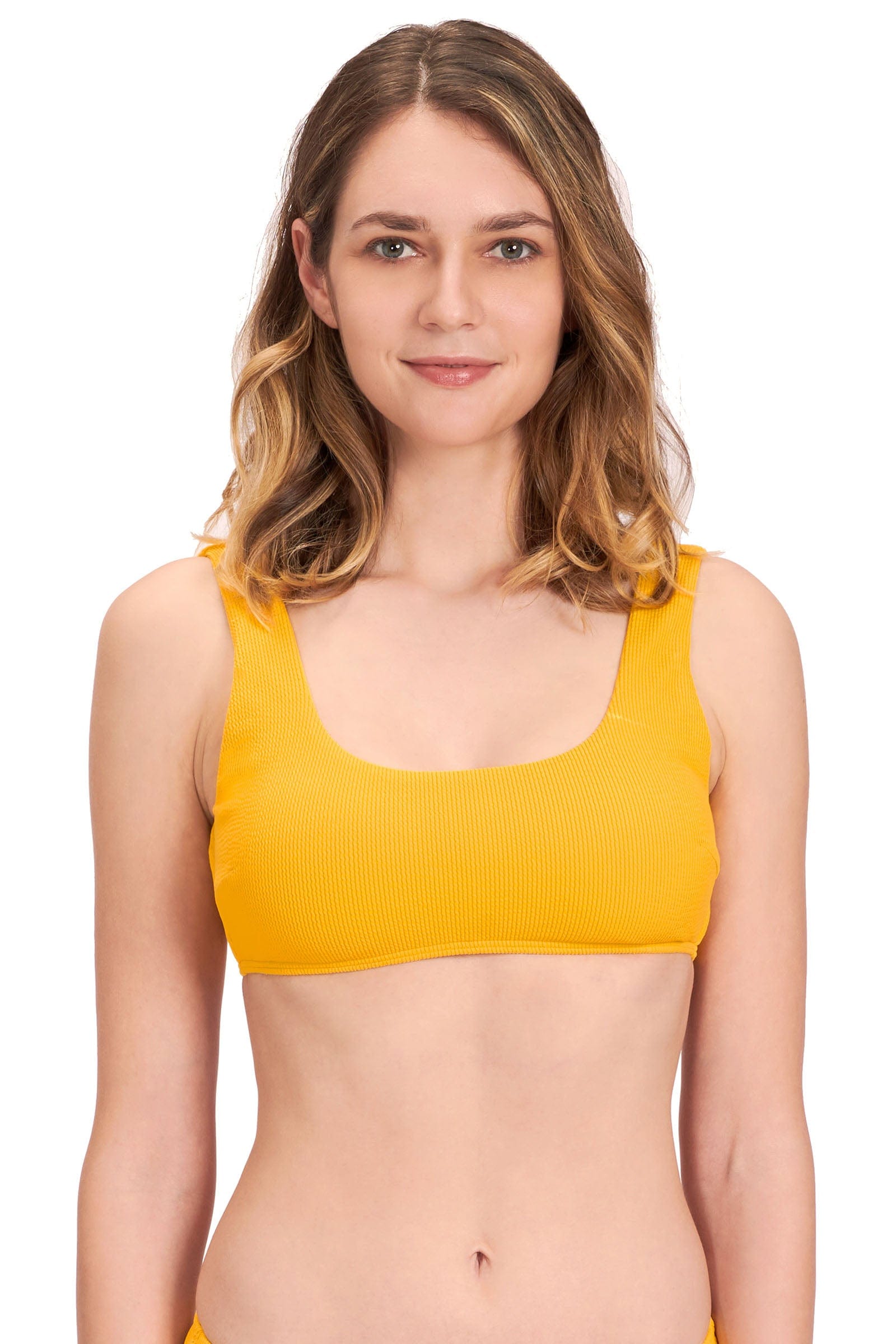 Tactile Comfort Saffron Yellow Crop Top - Sunseeker