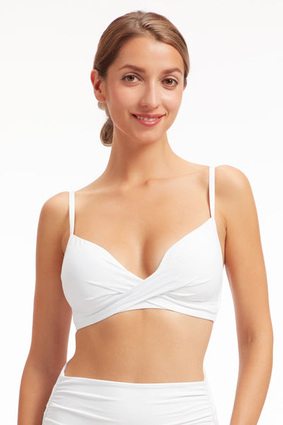 Bikini Tops Core Solid Off White Cross Front Bikini Top - Sunseeker