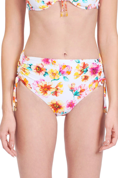 Bikini Bottoms Vibrant Vacation White Ruched Full Classic Pant - Sunseeker