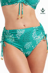 Bikini Bottoms Elevated Animal Porcelain Green Ruched Full Classic Pant - Sunseeker