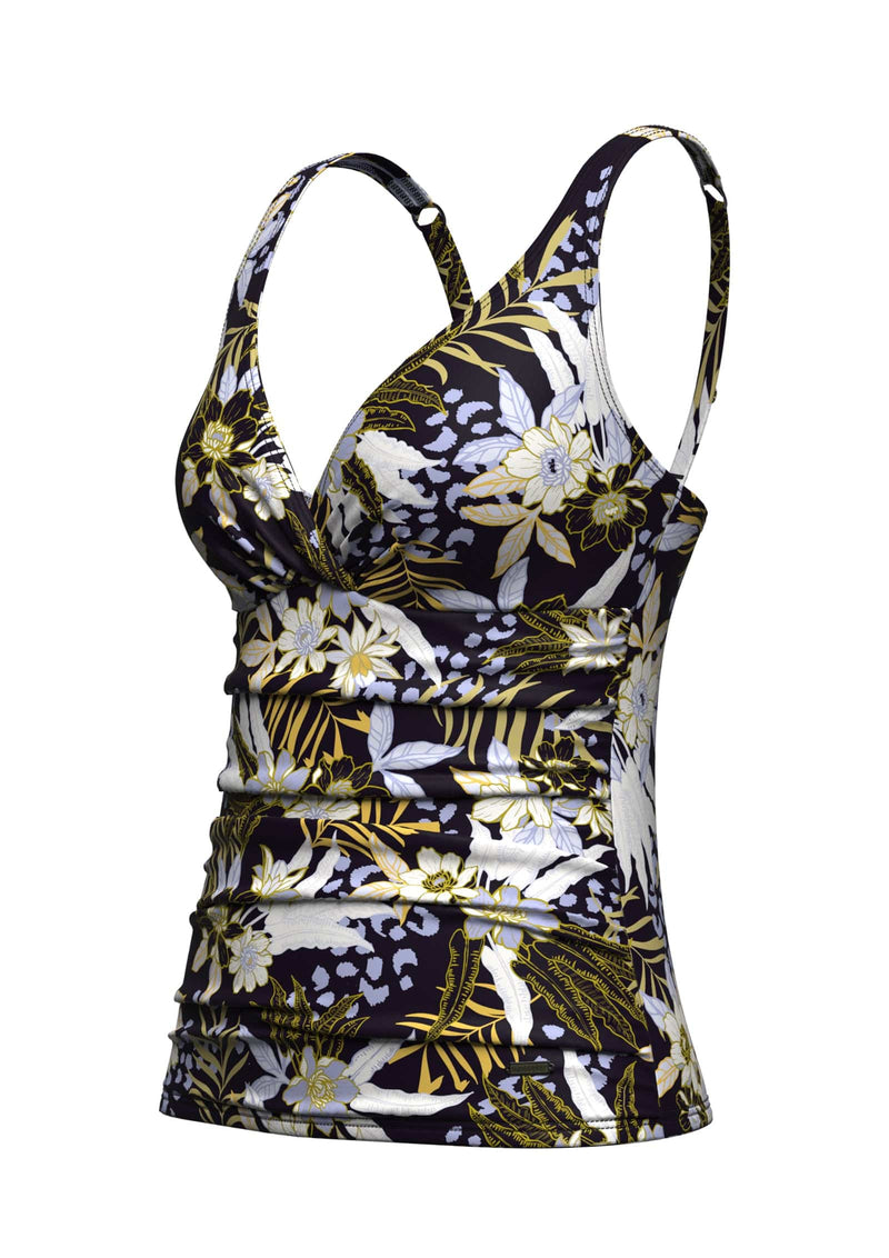 Plus Cup Bikini Tops Elevated Tropics Sailor Blue Plus Cup Tankini Top - Sunseeker