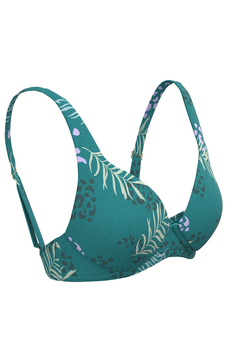 Plus Cup Bikini Tops Elevated Animal Porcelain Green Plus Cup Underwire Bikini Top - Sunseeker