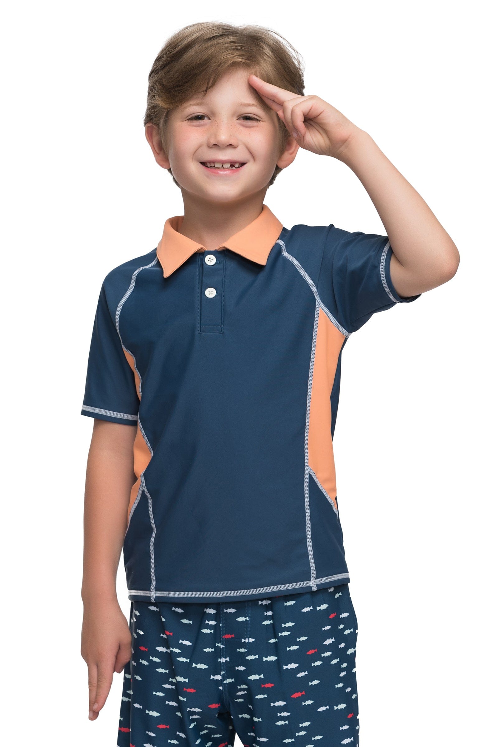 Boys Tops Popeye short sleeve polo swim shirt - Sunseeker