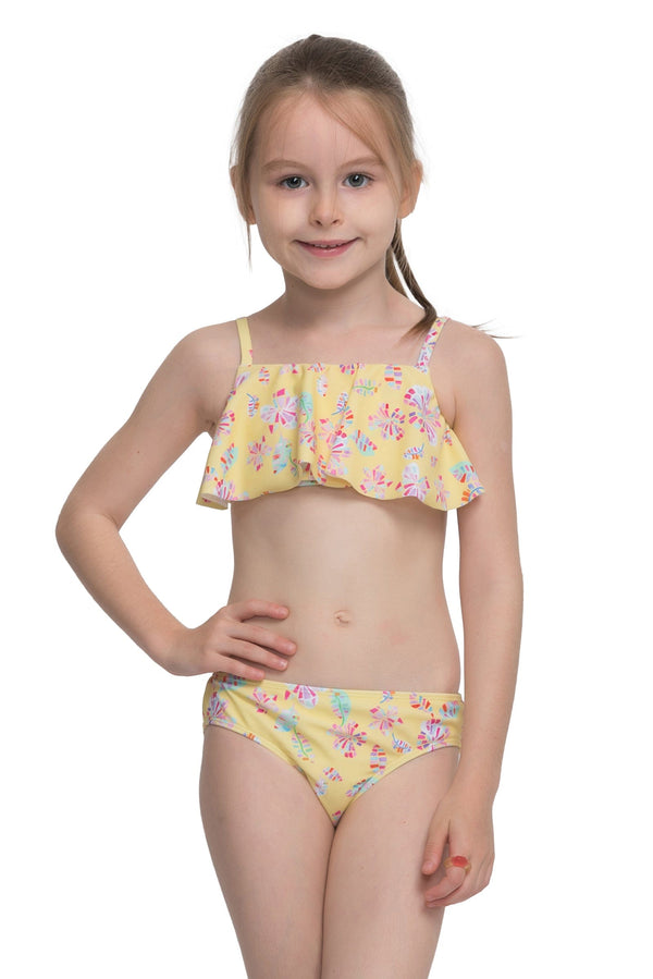 Teen Girls Butterfly Ruffle Tie Bikini Swimsuit