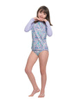 Girls Bikini Sets Palms long sleeve rash guard set - Sunseeker